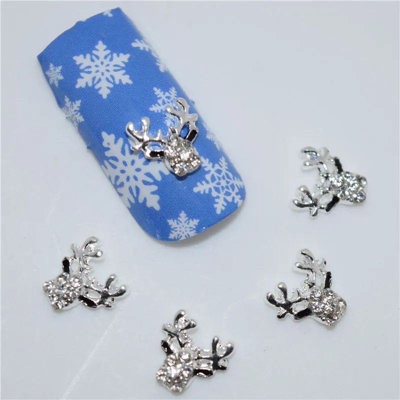 

10psc New Silver elk head 3D Nail Art Decorations,Alloy Nail Charms,Nails Rhinestones Nail Supplies #276