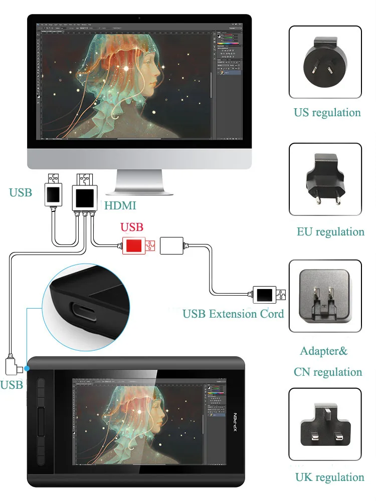 XP-Pen Artist 12 11.6‘’ Graphics Tablet Drawing Graphic Monitor Animation