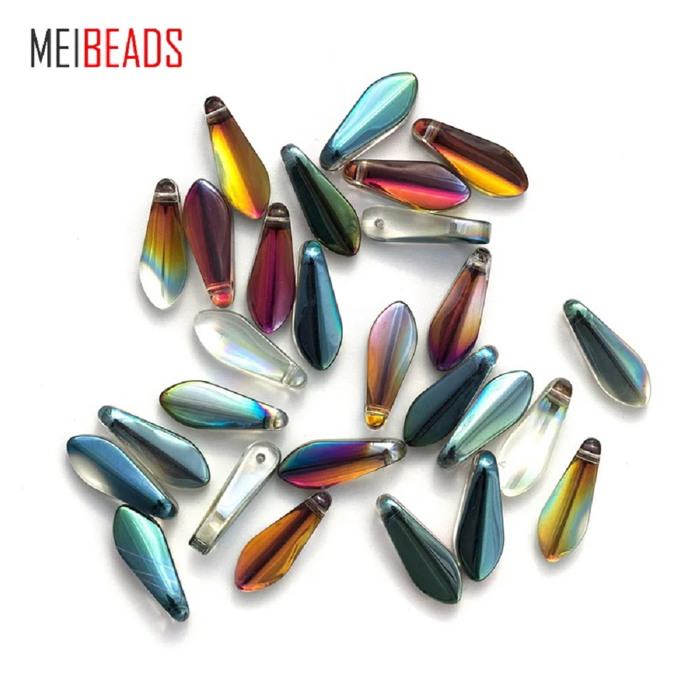 20 шт./лот разноцветные кристаллические листья MEIBEADS 6*16 мм многогранные бусины для