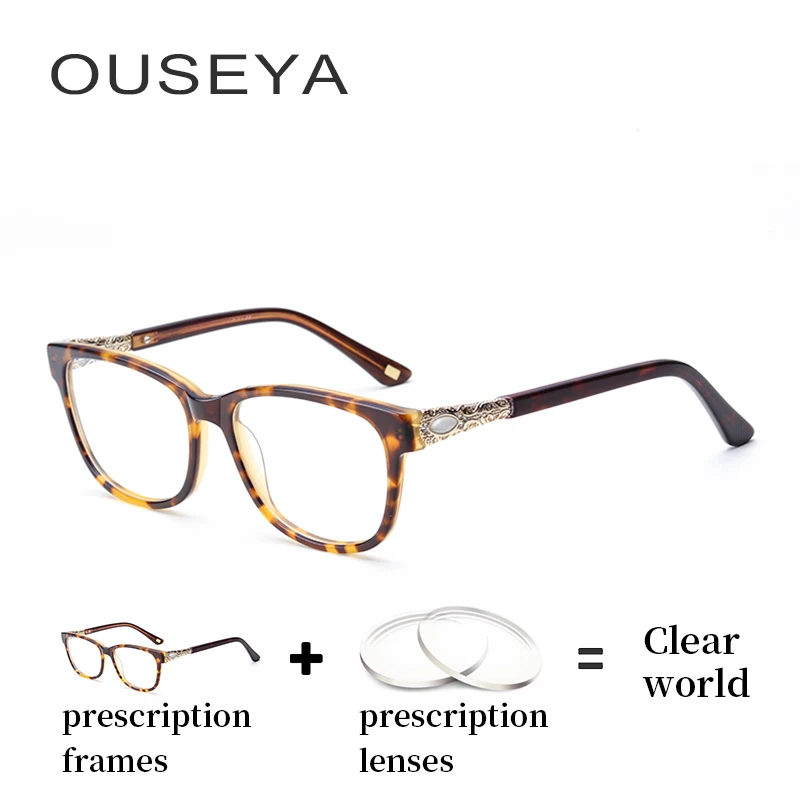 Acetate Women Prescription Glasses Luxury Rhinestone Transition Lens