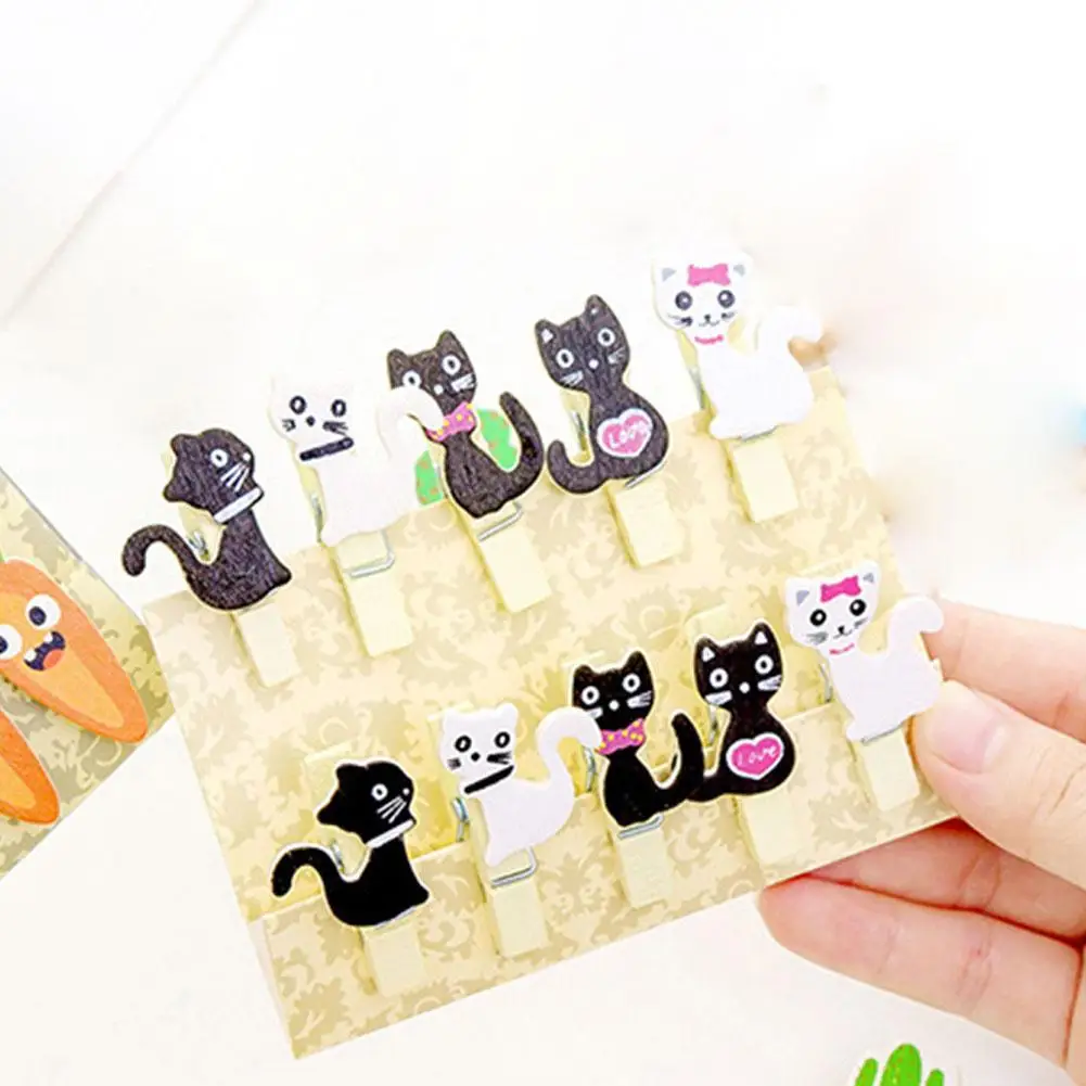 

10 Pcs/lot Cute Cartoon Color Small Wooden Clip Hanging DIY Photo Small Clip Wooden Cartoon Photo Clip