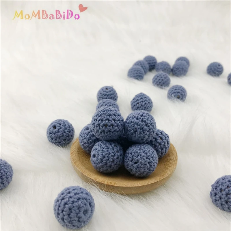 

5pcs 20mm Chunky Crochet Wooden Beads Baby Handmake DIY Teething Necklace Baby Nursing Accessories
