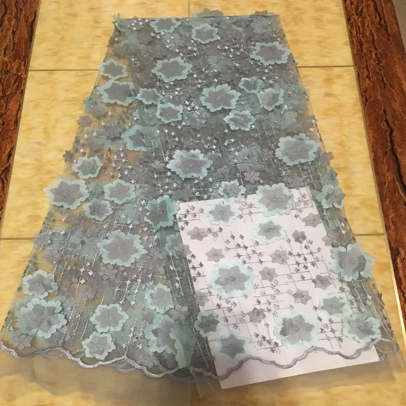 Arican French Net Lace Fabric 2017 Latest lace fabric with embroidery mesh tulle 3D flowers french net for lady | Дом и сад