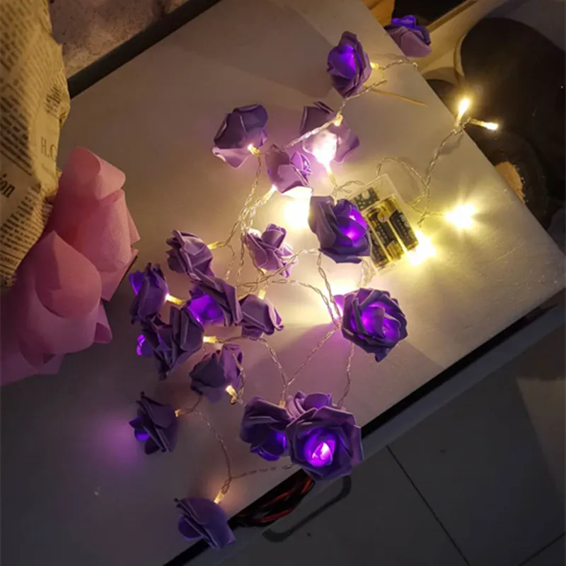 Purple rose string lights