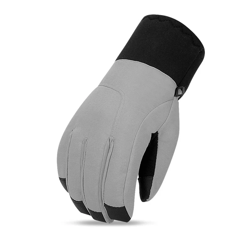 Мужские зимние теплые лыжные перчатки женские для верховой езды ветрозащитные водонепроницаемые перчатки из хлопка с сенсорным экраном - Цвет: gray