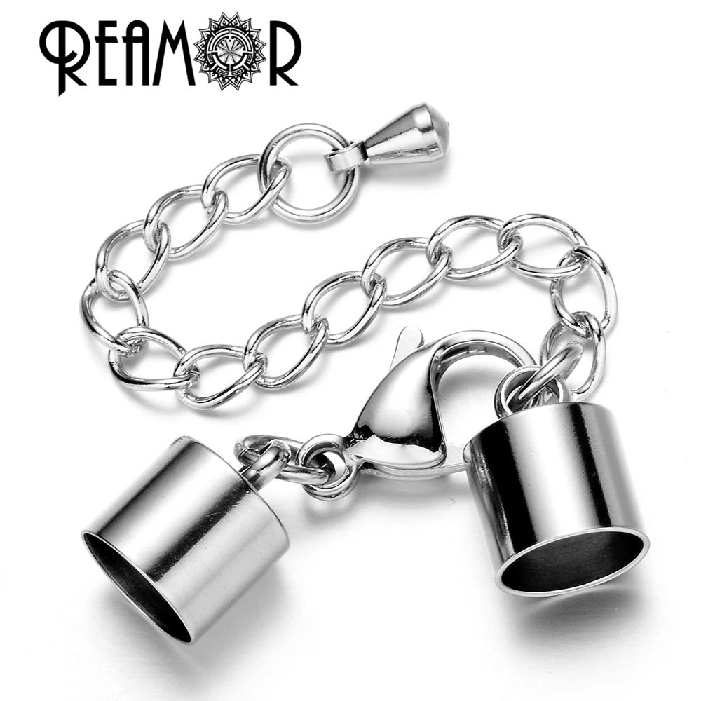 REAMOR 4/5/6/8mm 316L Stainless Steel Lobster Clasps Hooks Extender Chain Connector For Leather Bracelet DIY Jewelry Findings Jewelry Findings