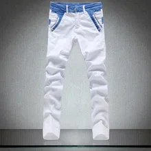 White Biker Jeans Men High quality Cotton Mens Jeans Brand Slim Fit Jeans Large Size Skinny Ripped Jeans For Men Denim Overalls