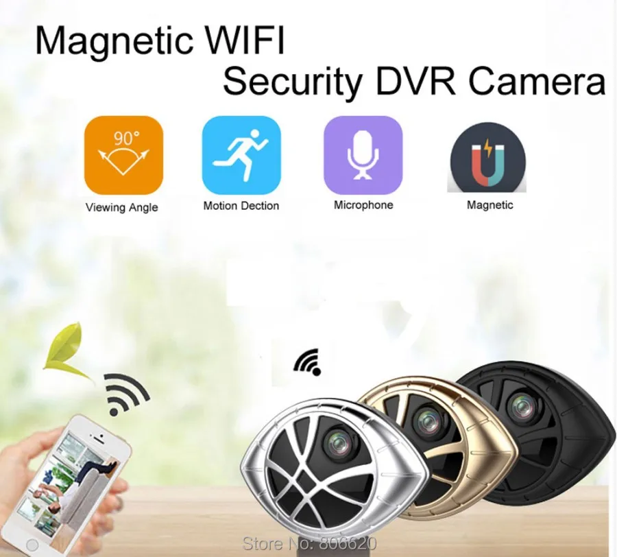 Серебряная версия портативный магнитный wifi DVR камера наблюдения Обнаружение движения& AP& wifi подключение бесплатное приложение держатель с магнитным креплением крючок