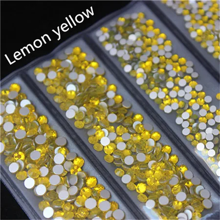 Micui 1440 шт, SS3-SS10, Микс, 6 размеров, AB кристаллы, стеклянные стразы, блестящий кристалл, не исправление, стразы для украшения ногтей MC992 - Цвет: Lemon yellow