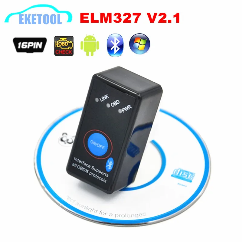 Выключатель питания ELM327 Bluetooth V2.1 MINISize OBD/OBD2 диагностический сканер V2.1 беспроводной Android Torque ELM 327 переключатель Buttom
