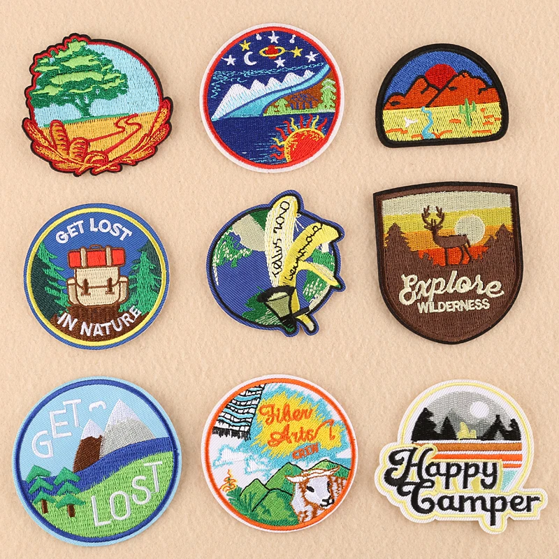

Nature Animals Embroidery Patches for Stripes on the Backpack Stickers on Fabric Iron on Clothes Forest Appliques @W