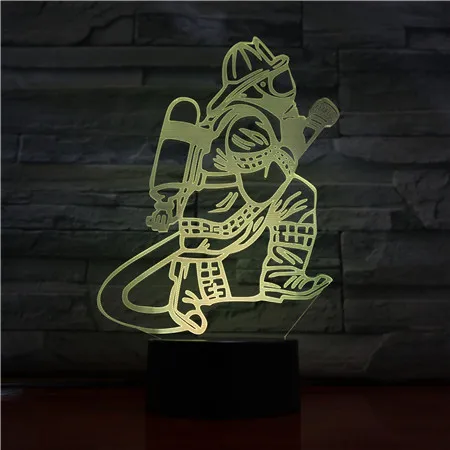 Новинка 3D пожарный Настольный светильник светодиодный USB нажатием кнопки 7 цветов Изменение пожарного Ночной свет прикроватной Декор