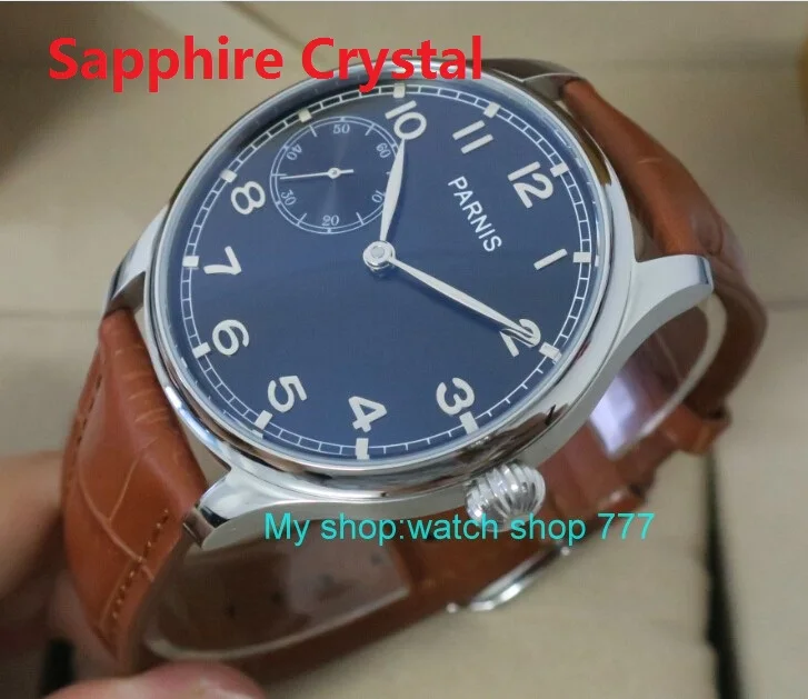 

Sapphire Crystal 44mm PARNIS Black dial ST3600 Gooseneck Mechanical Hand Wind movement Mechanical watches men's watches fxy12