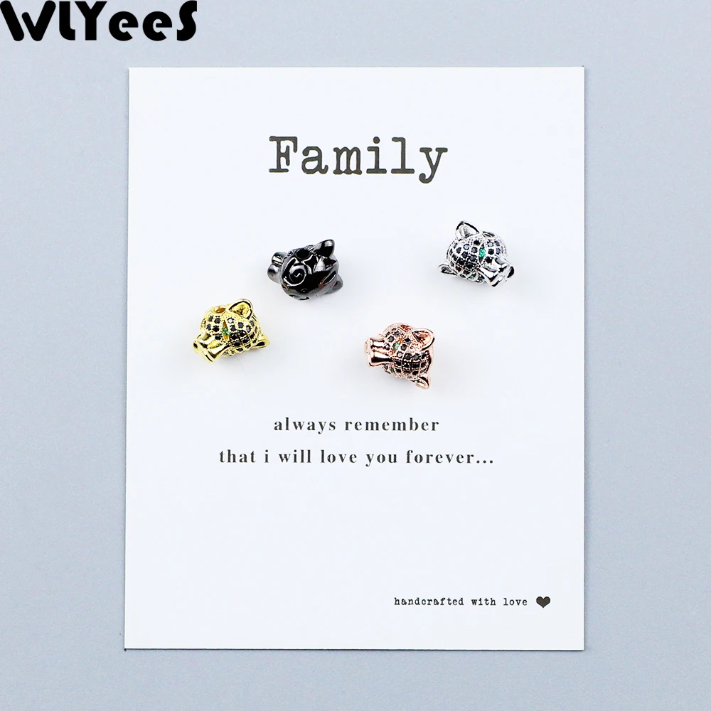 WLYeeS 2 шт. круглые бусины из меди с леопардовым узором и зеленым глазом черные