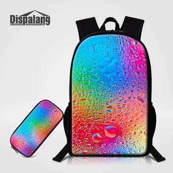 

Dispalang Water Drops Printing Children School Bag Pencil Case 16-inch Backpacks for Primary School Students Teenager Mochila