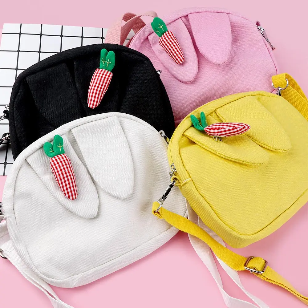 Милые сумки на плечо с кроличьими ушками для девочек, женские холщовые сумки через плечо переноска, маленькие сумки, повседневные сумочки, кошелек
