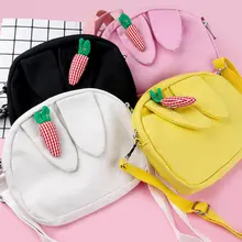 Милые сумки на плечо с кроличьими ушками для девочек, женские холщовые сумки через плечо переноска, маленькие сумки, повседневные сумочки, кошелек