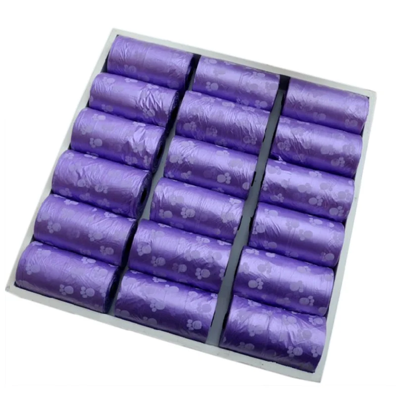5Roll Degradable Pet Dog Waste Poop Bag With Printing Doggy Bag Pet Waste Clean Poop Bags 4 colors dog poop bags