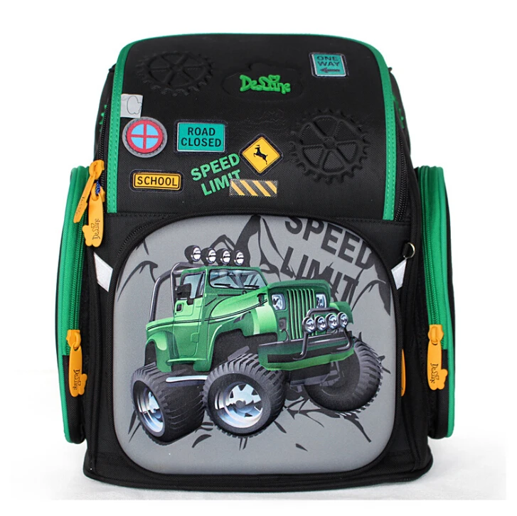 Delune, ортопедический рюкзак с рисунком автомобиля, школьные ранцы для мальчиков и девочек, Мультяшные рюкзаки для детей, Mochila Infantil 3-162