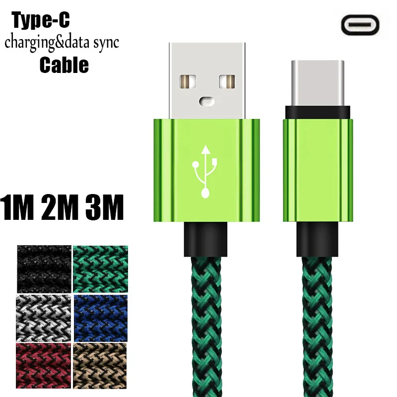 1 ~ 3 метра Прочный Плетеный USB-C типа C Реверсивный зарядный кабель для