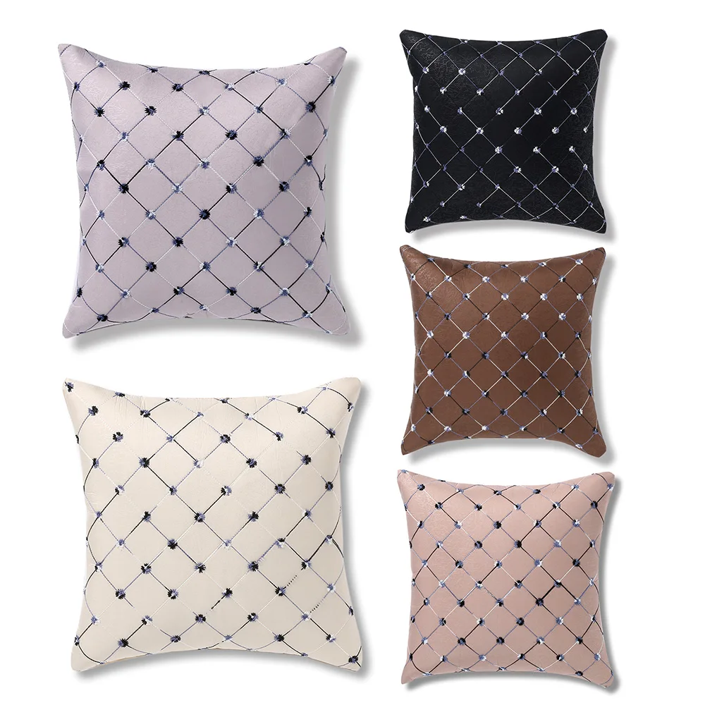 

1PC Grid Bed Throw Pillow Cushion Case Home Square Washable Multicolored High Quality silk pillowcase