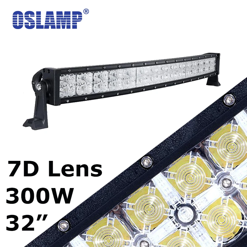 

Oslamp Curved 7D 32inch Led Work Light Bar with DRL Combo 300W Offroad Led Driving Light 12/24V Car SUV Truck Pick-Up Led Bar