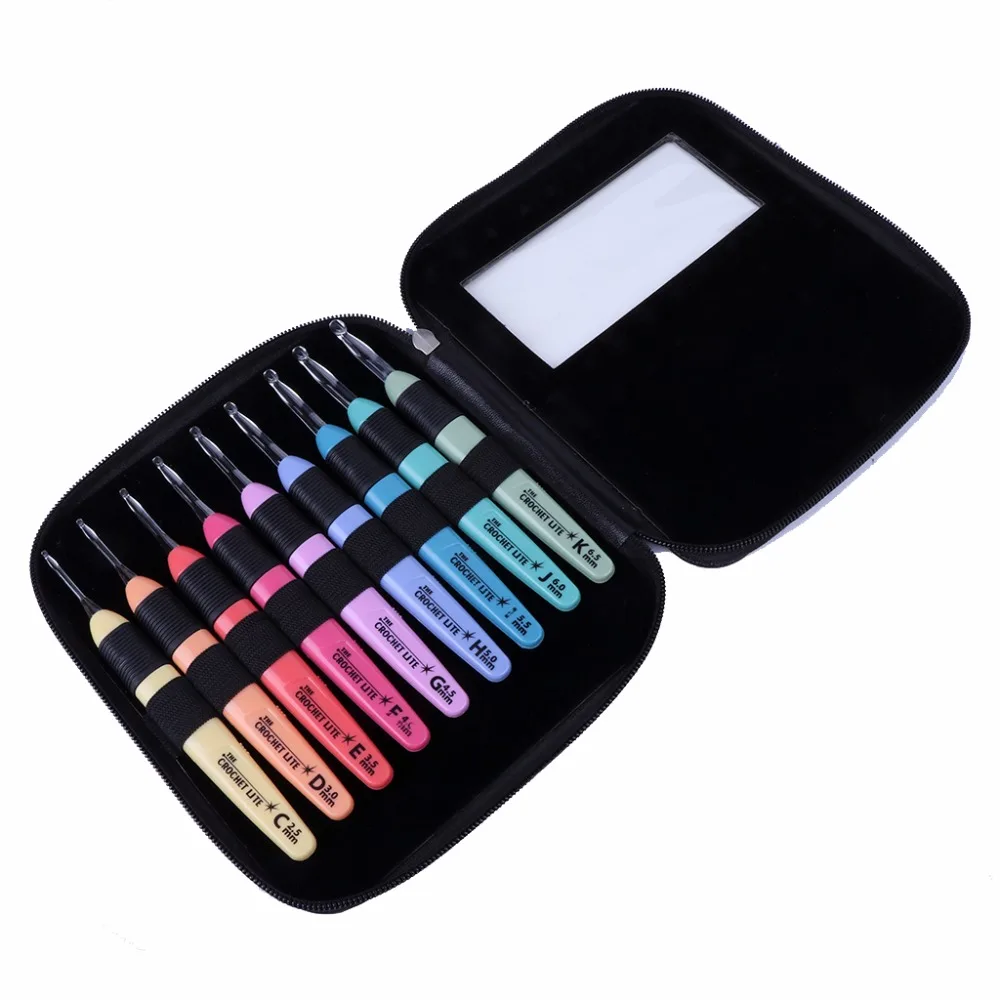 

9pcs/set LED Light Up Crochet Aluminum Hook Knitting Needles Hooks Weave Sewing Tool
