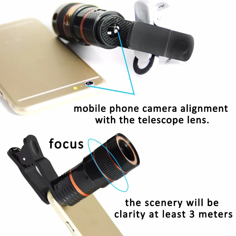 Универсальный телескоп BRSUANG для мобильного телефона, оптический зум-телескоп, 8X объектив для камеры iPhone, samsung, sony, Google, Xiaomi, 50 шт./партия