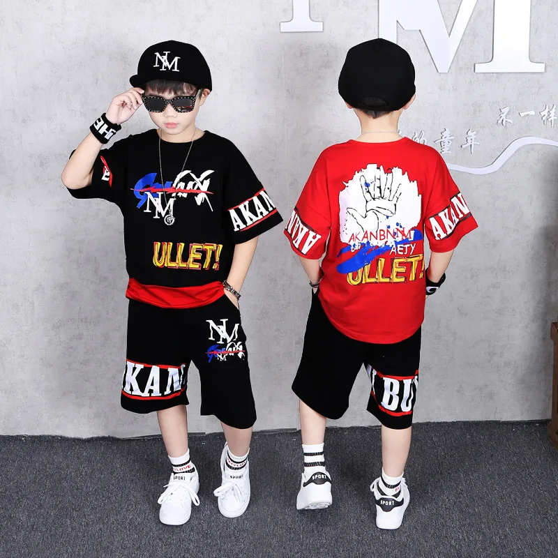 

Children's kids sets boys short sleeves loose 2019 Summer Korean version Two sets casual hip-hop sportswear size 4y-14y