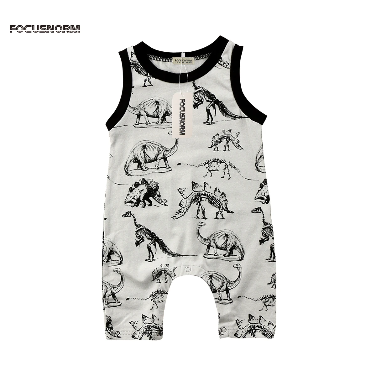 Summer Baby Girls Boys Sleeveless Dinosaur Animals Cotton Romper