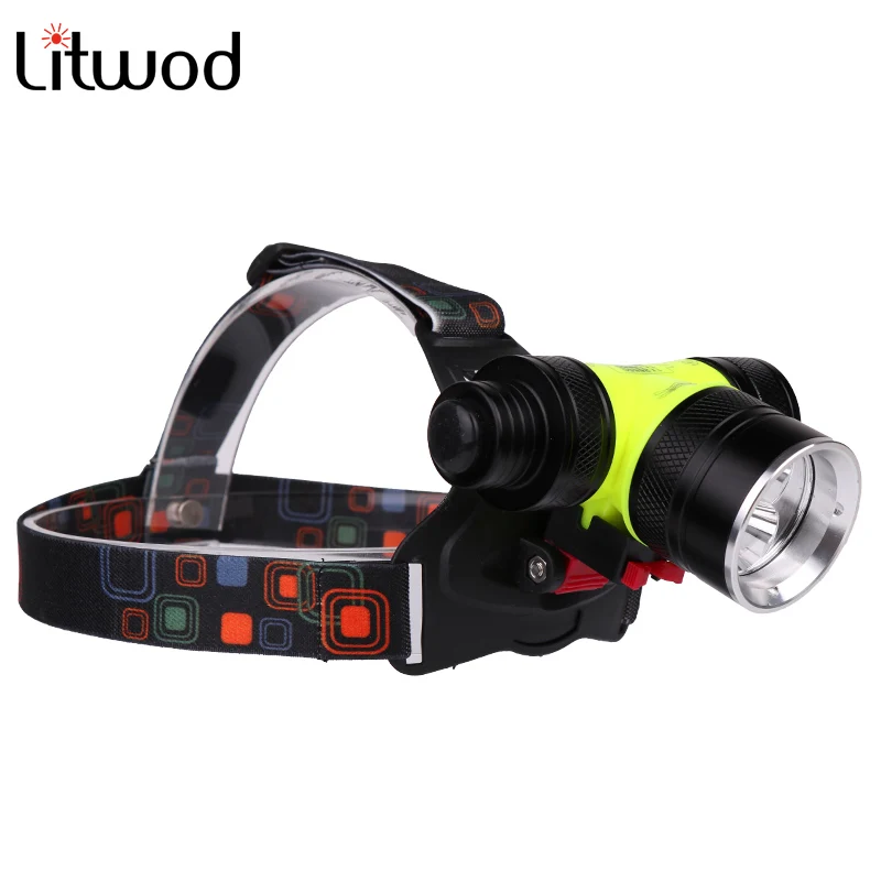 Litwod z20 D802 CREE XM-L T6 светодиодный налобный фонарь для дайвинга 18650 аккумулятор Головной фонарь подводный налобный фонарь белый и желтый цвет светильник