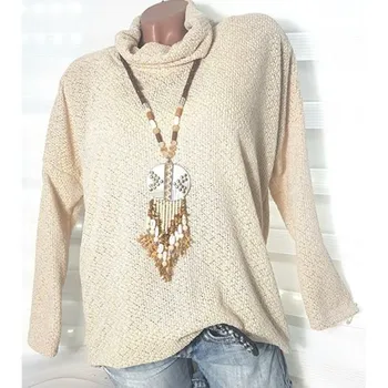 

Autumn Winter Women Blouse Sweater Pure Color Turtleneck Casual Knit Blouse Plus Size blusas mujer de moda 2018 camisas mujer