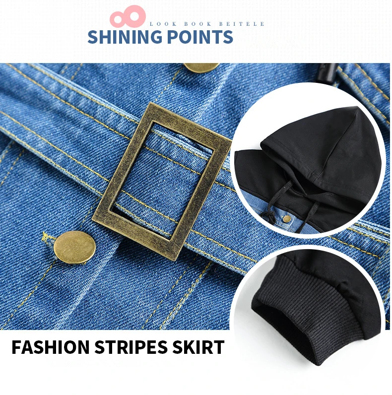 2018 New Casual Girl Dresses Fashion Spring Autumn Long Sleeve Children Clothing Teen Hooded Denim Kids Dress For Girls 14 Years (3)