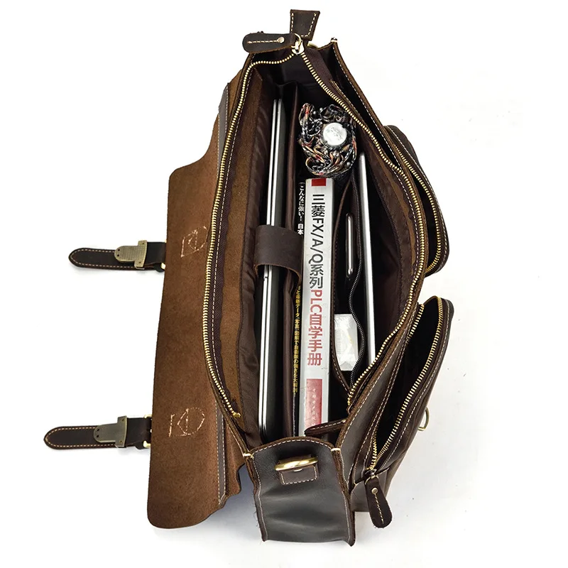 Мужской кожаный деловой портфель, чехол для ноутбука, Профессиональный Портфель руководителя, органайзер, сумка-мессенджер