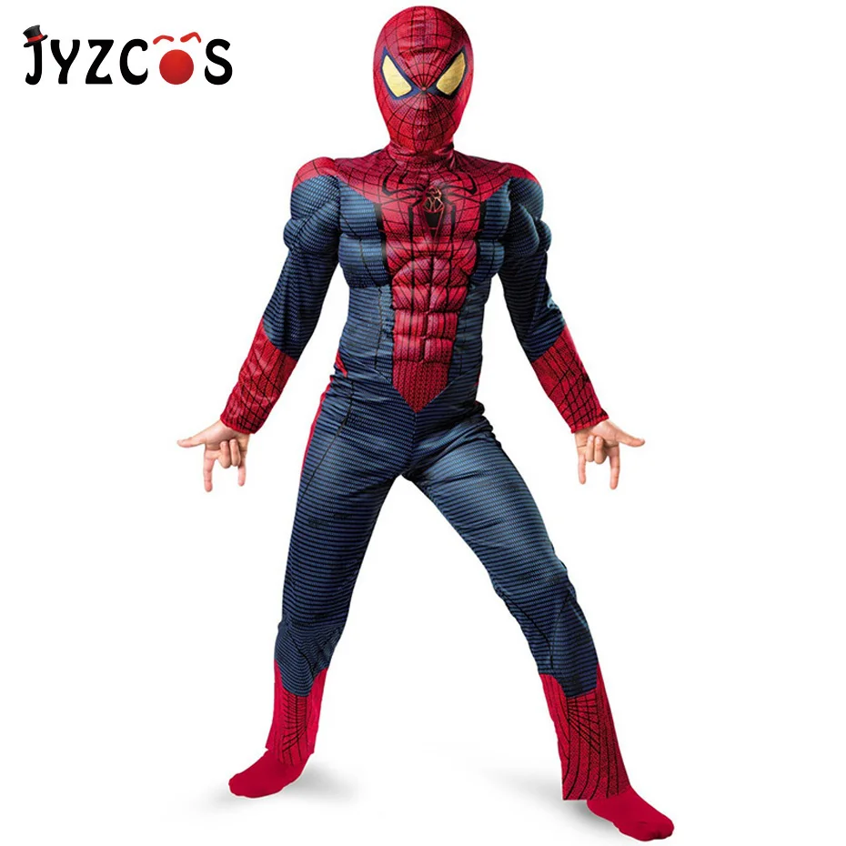 JYZCOS/детский мускулистый костюм Человека-паука с маской Пурима для мальчиков; карнавальный костюм на Хэллоуин; вечерние костюмы для костюмированной вечеринки для детей