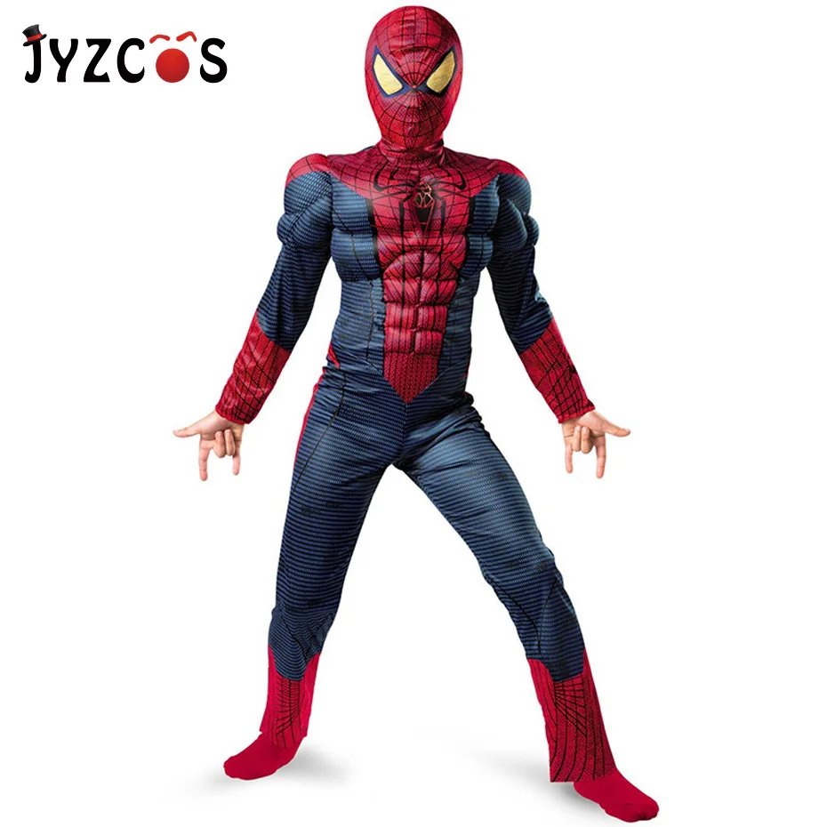 

JYZCOS Kids Boys Muscular Spiderman Costume with Mask Purim Halloween Carnival Costume Party Cosplay Outfits for Children
