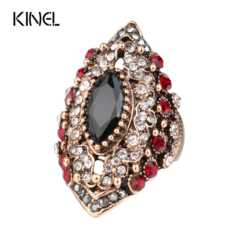 

2017 New Antique Rings For Women Vintage Jewelry Color Gold Crystal Resin Anel Aneis Horse Eye Party Ring