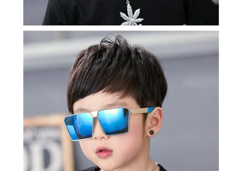 RBRARE Classic Square Sunglasses Girls Boys Colorful Mirror Children Glasses Concave Shape Personality Anti-UV Street Beat Kid cute sunglasses