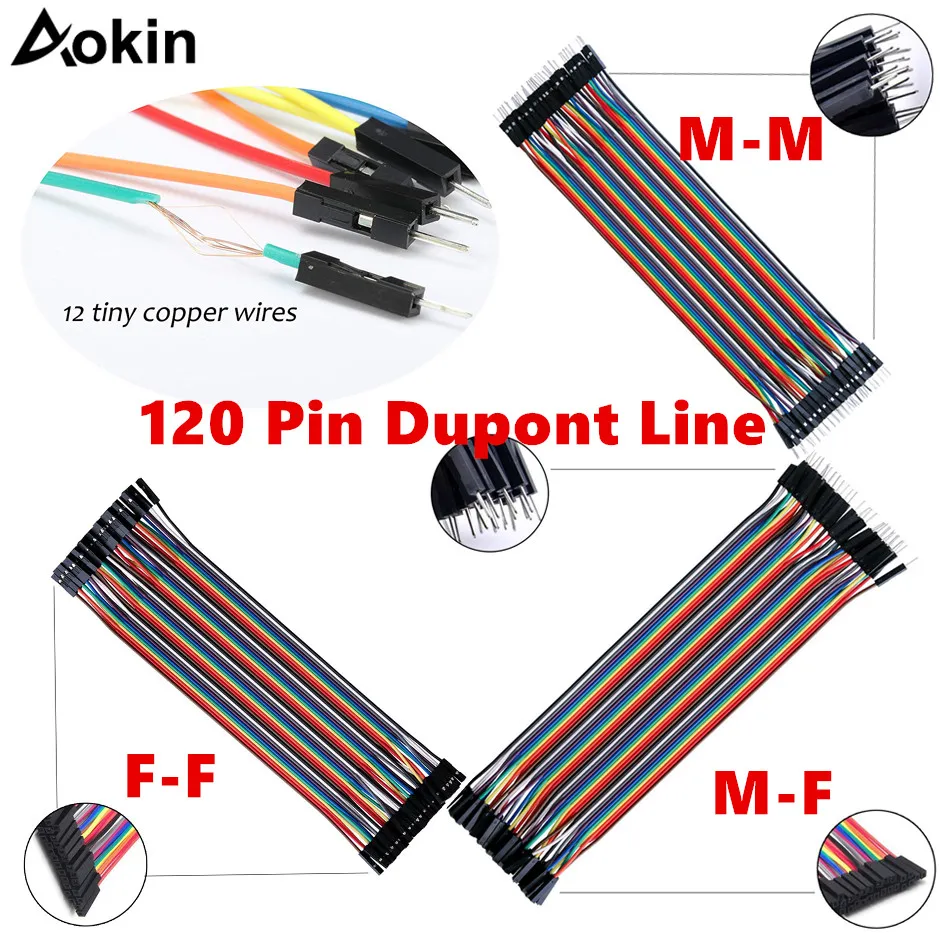 Dupont line 120 шт. 20 см разъем штырь гнездо и перемычка кабель для Arduino Набор