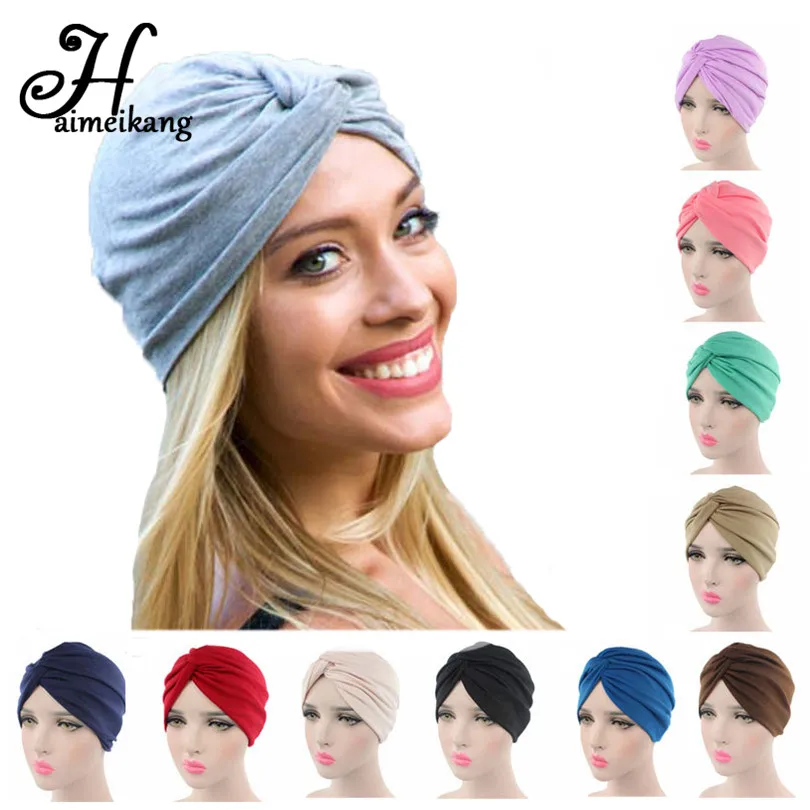 

Haimeikang Fashion Women Outdoor Stretchy Twist Turban Yoga Sport Head Wrap Hat Headbands Chemo Cap Hair Accessories for Lady