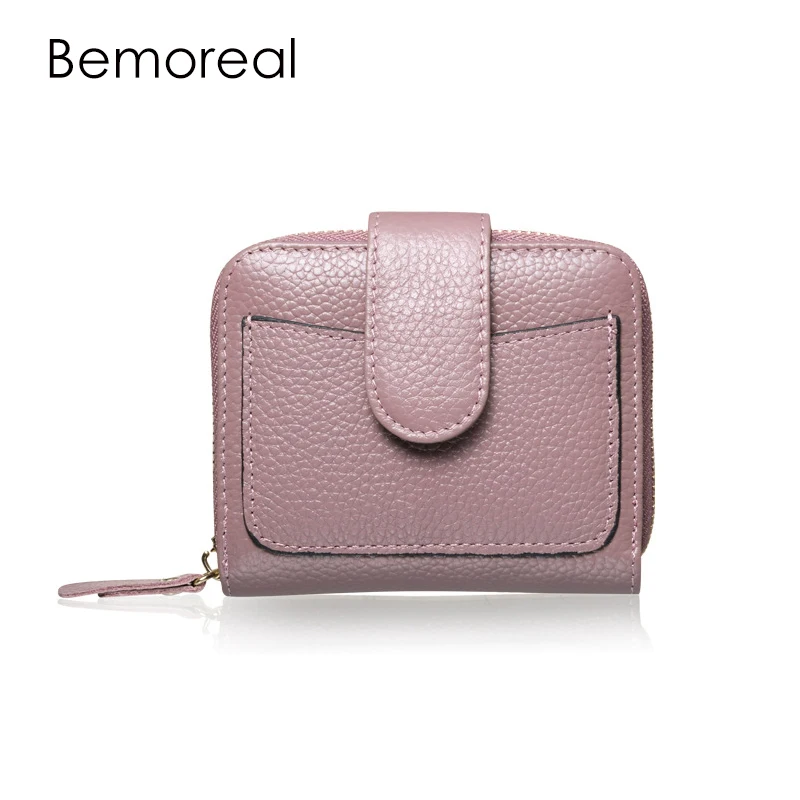 

Bemoreal Genuine Leather women wallets fashion 22017 ID Card Holder Coin Purse With Zipper Small Women's Purse