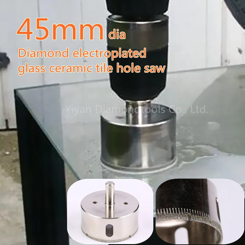 2pcs/lot 45mm(1.8inch) Diamond Electroplated Glass Tile Hole Saw