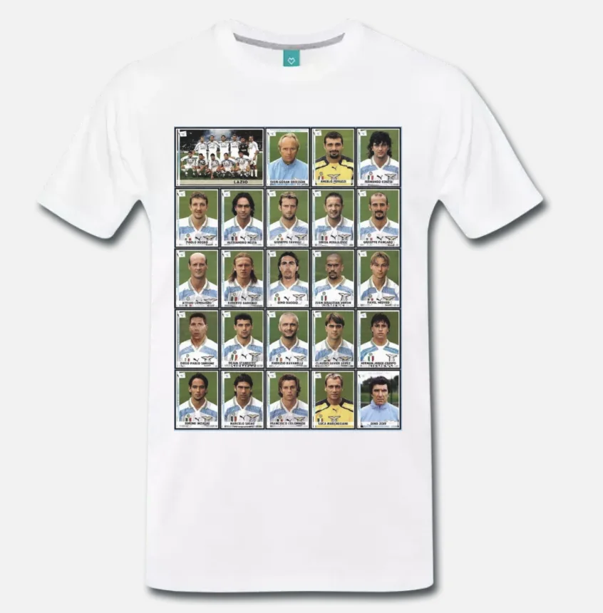 

T-SHIRT LAZIO CALCIO ROSA SCUDETTO 2000 - CRESPO NEDVED PERUZZI 1 S-M-L-XL-2XL-3XL