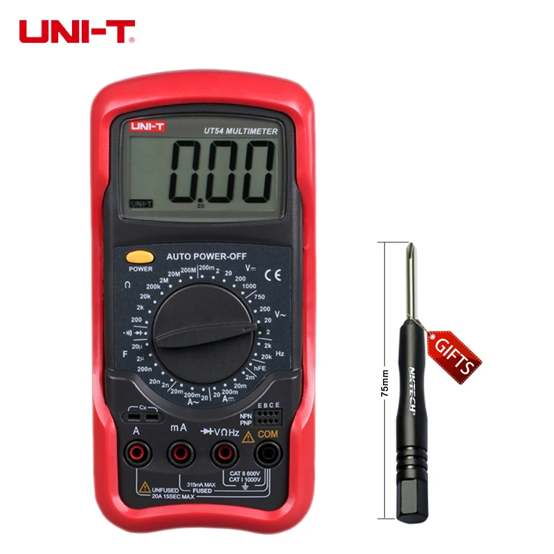 

UNI-T 3 1/2 digits Digital Multimeter UT54 Capacitance Frequency Resistance Measurement Full ranges Overload Protection