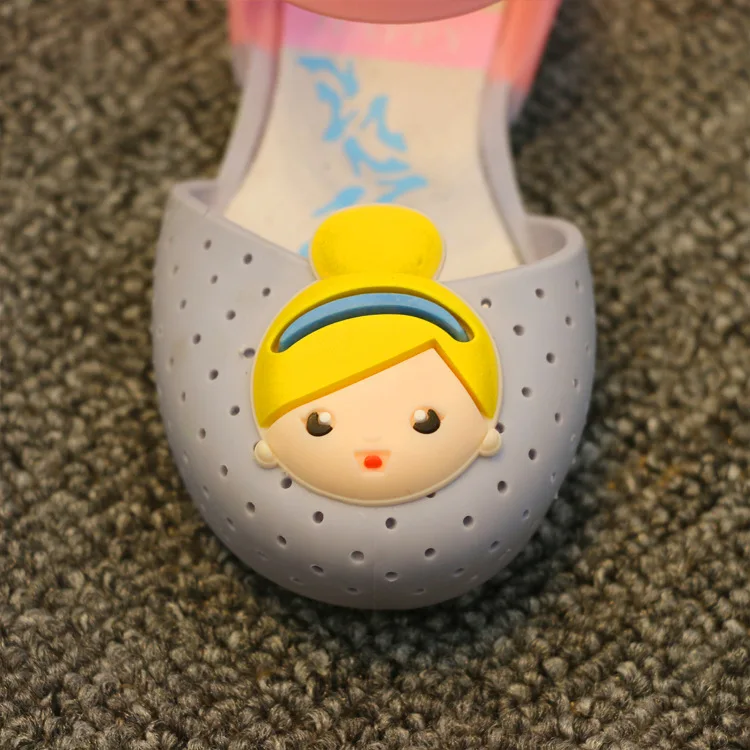 Летние для милых девочек сандалии прозрачная обувь принцесса печати обувь водонепроницаемая Нескользящая дышащая детская обувь ярких цветов