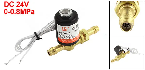 DC 24V 7mm Pipe 1 Way Water Air Oil Pneumatic Electric Brass Solenoid Valve