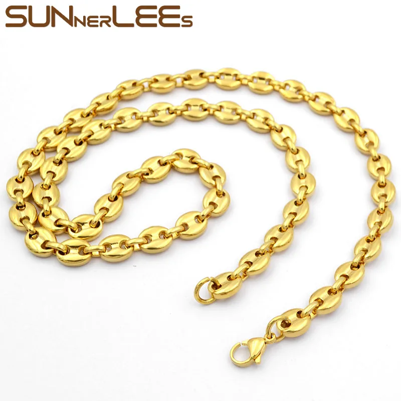 Ожерелье SUNNERLEES из нержавеющей стали 316L 5 ~ 11 мм цепочка для кофейных зерен