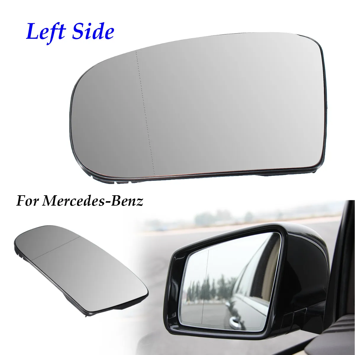 Left Side Heated Door Mirror Aspheric Glass With Plate For Mercedes for