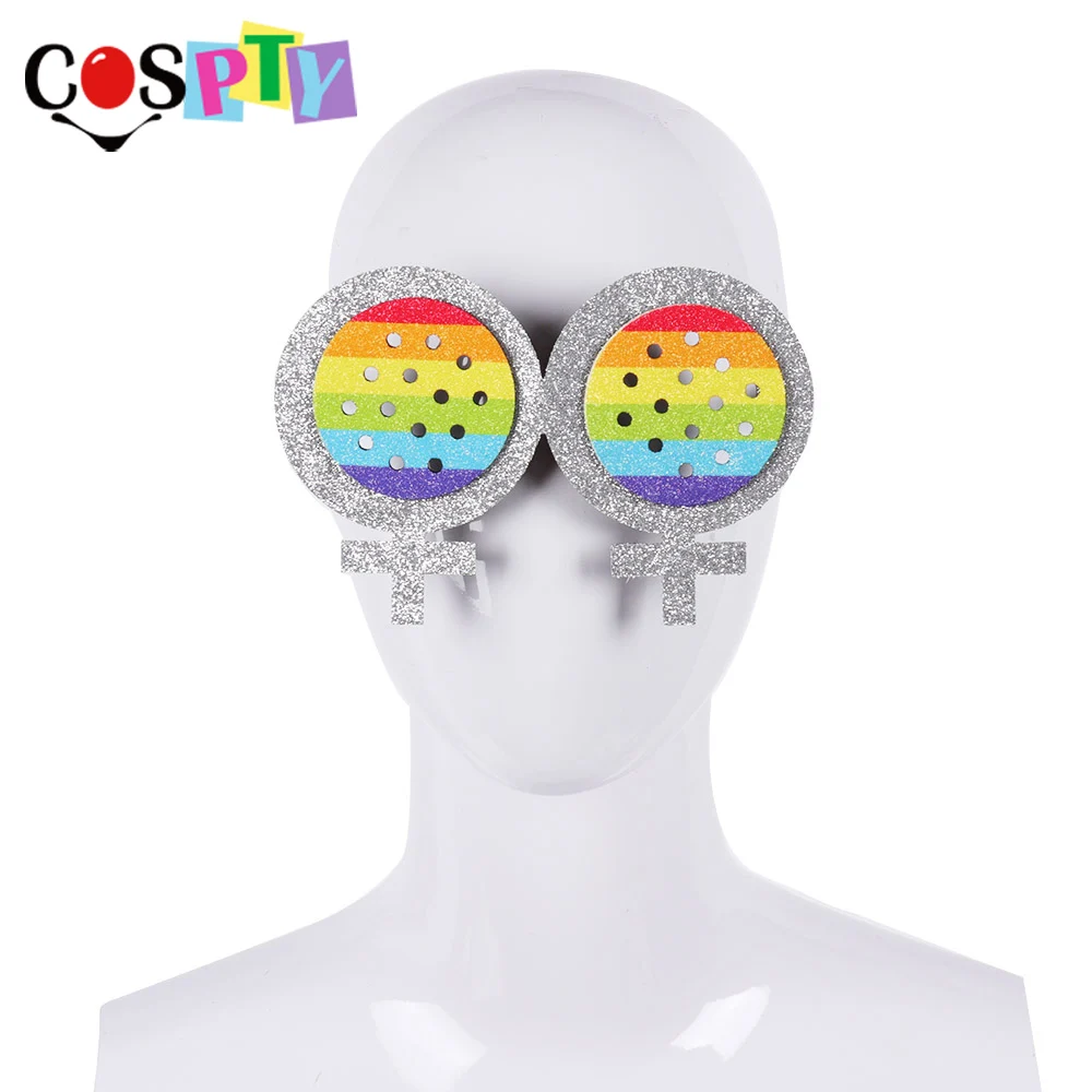 

Cospty Gay Pride Cosplay Prop Decoration Eyewear LGBT Accessories Men and Women Transgender Symbol Rainbow Glasses