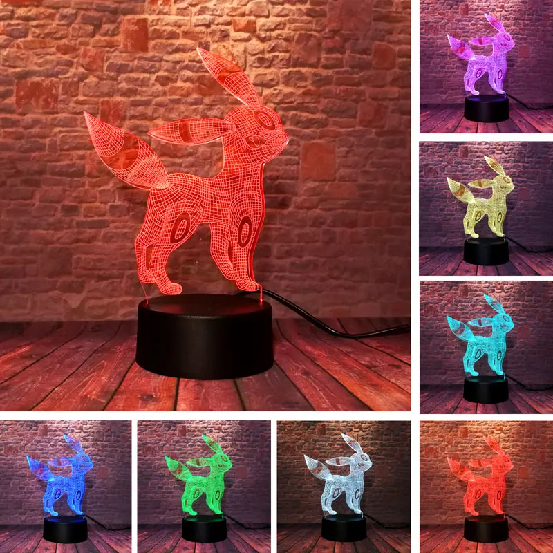 

Pokeball Umbreon Anime Figure 3D Illusion Led Lamp Colorful Change Nightlight Flash Lighting Poke Eevee Figure Model Toys